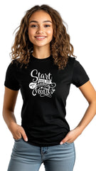 Female Tailored Round Neck T-Shirt - 'Grateful heart'