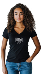 Female Tailored V-Neck T-Shirt - 'Choose Joy'