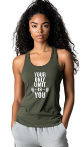 Classic Female Racer Back Tank Top - 'Your Only Limit Is You'