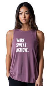 Women's Festival Muscle Tank - 'Work. Sweat. Achieve.'