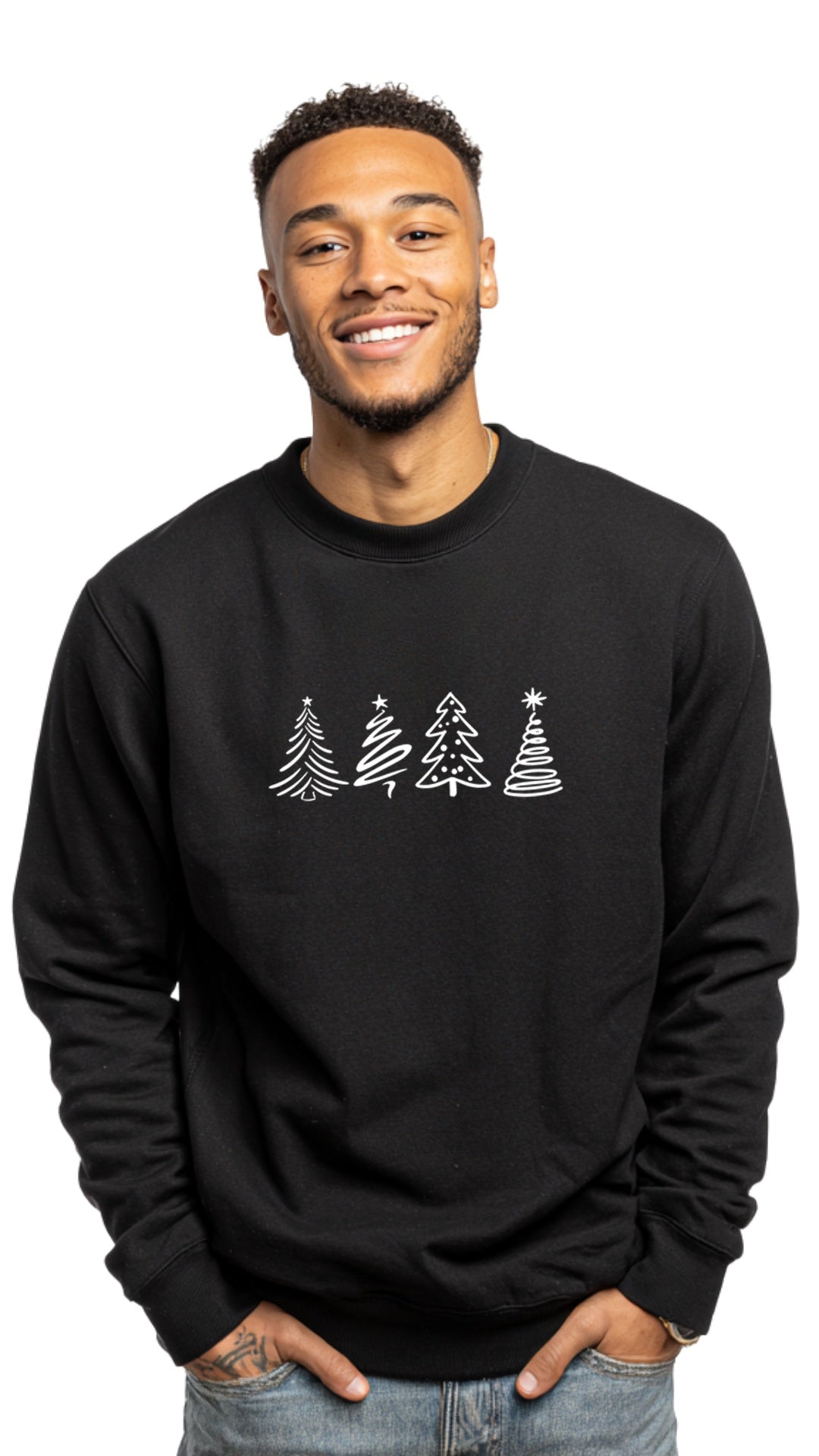 Crewneck Sweater - 'Classic 4 Christmas Trees'