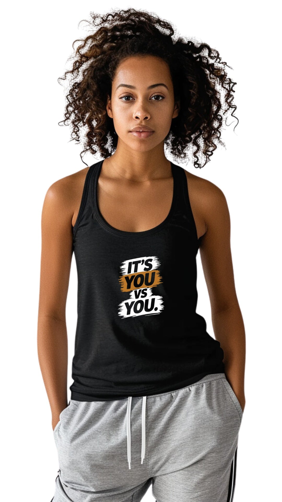 Classic Female Racer Back Tank Top - 'It's You Vs You' Main image