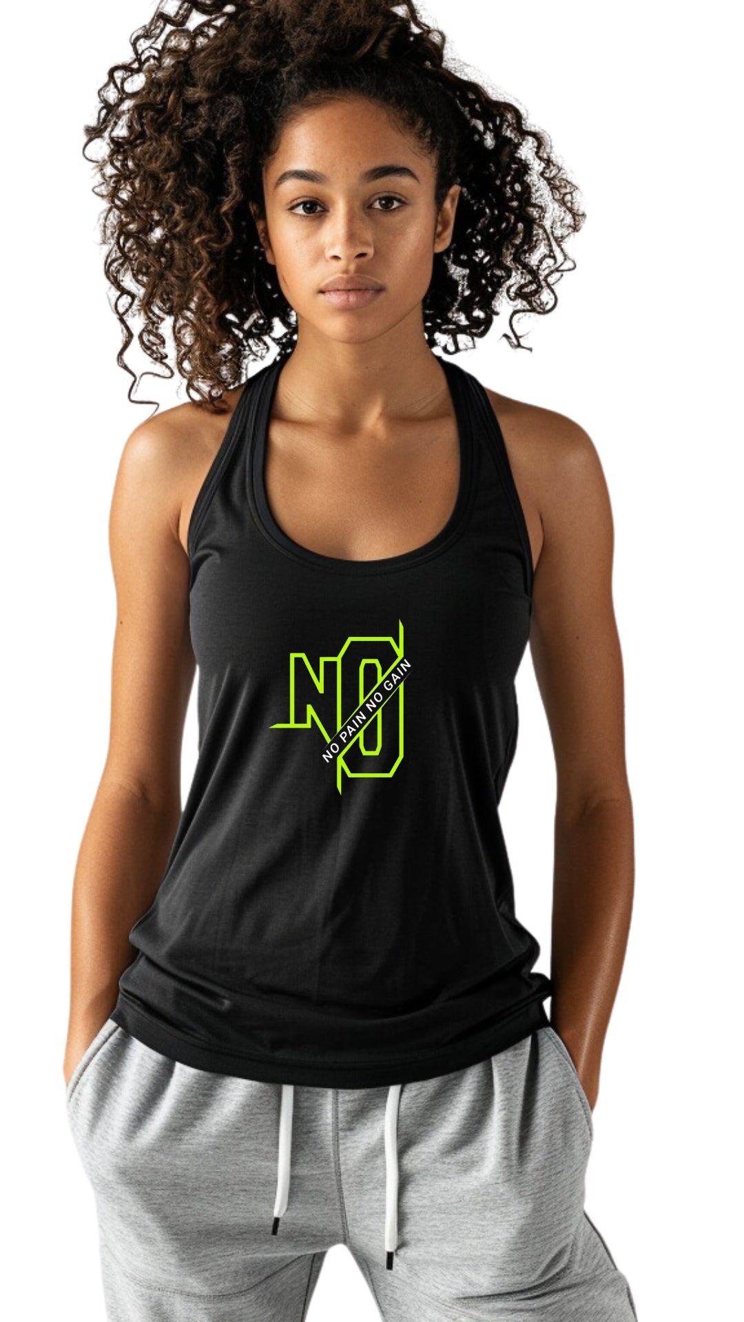 Classic Female Racer Back Tank Top - 'No Pain No Gain' Main image