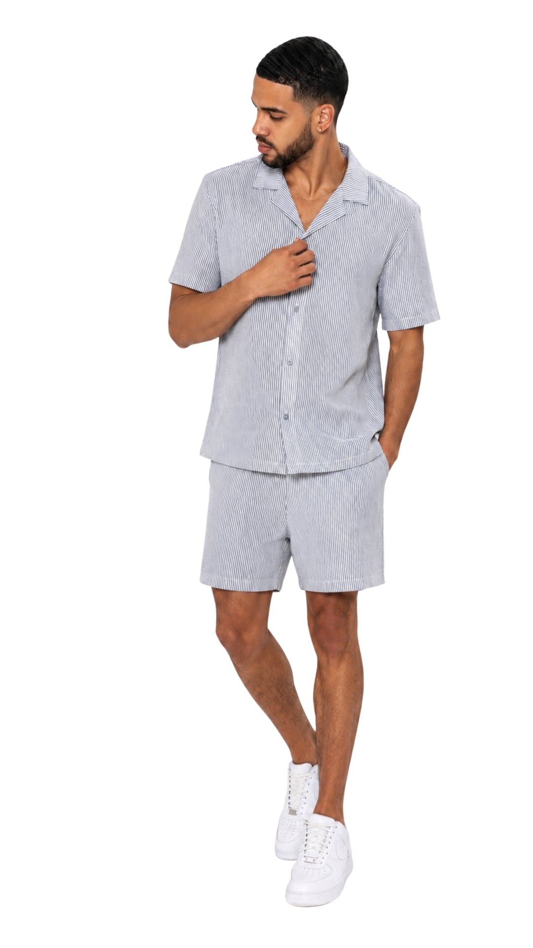 Men’s Thin Striped Linen Matching Set
