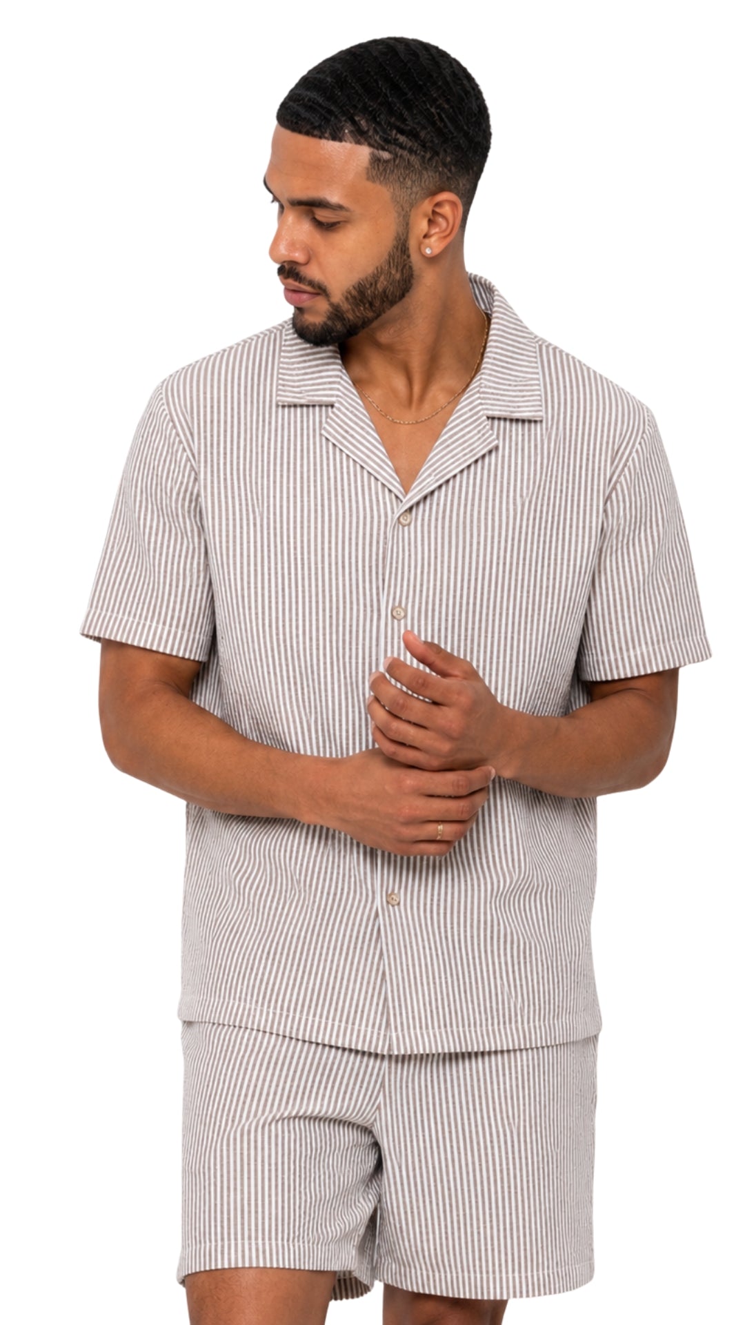 Men’s Thin Striped Linen Matching Set Main image