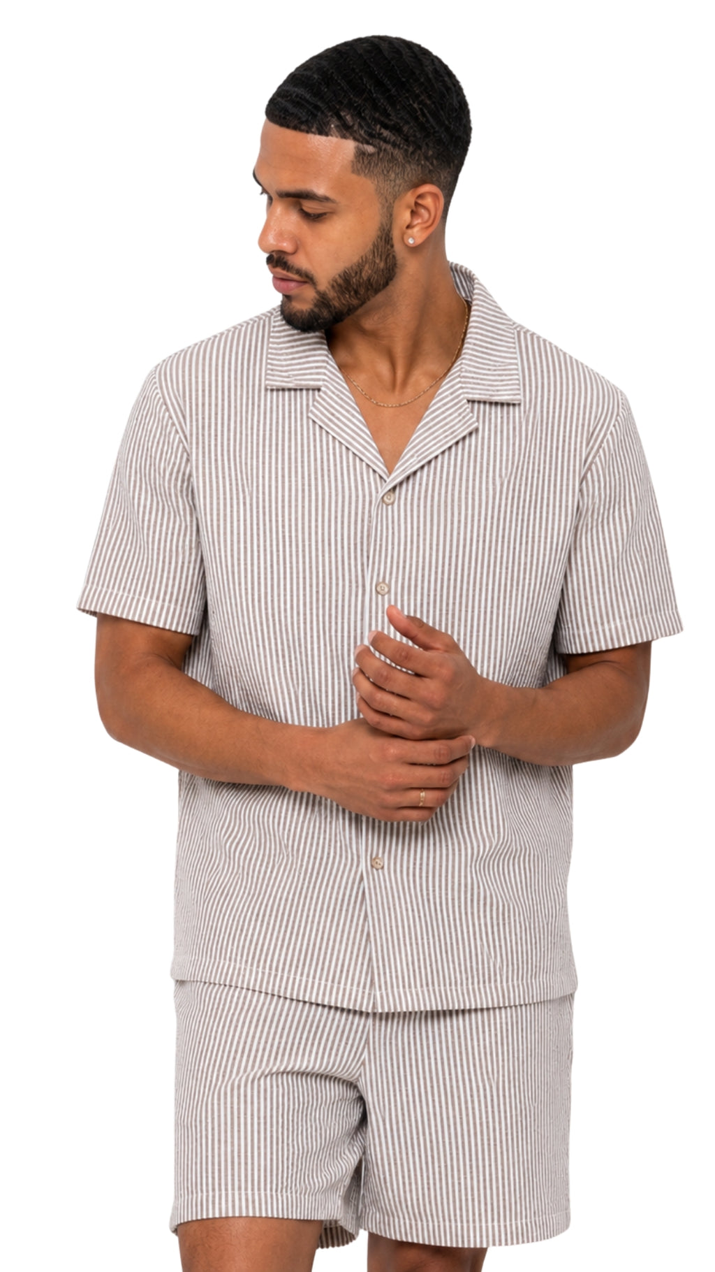 Men’s Thin Striped Linen Matching Set