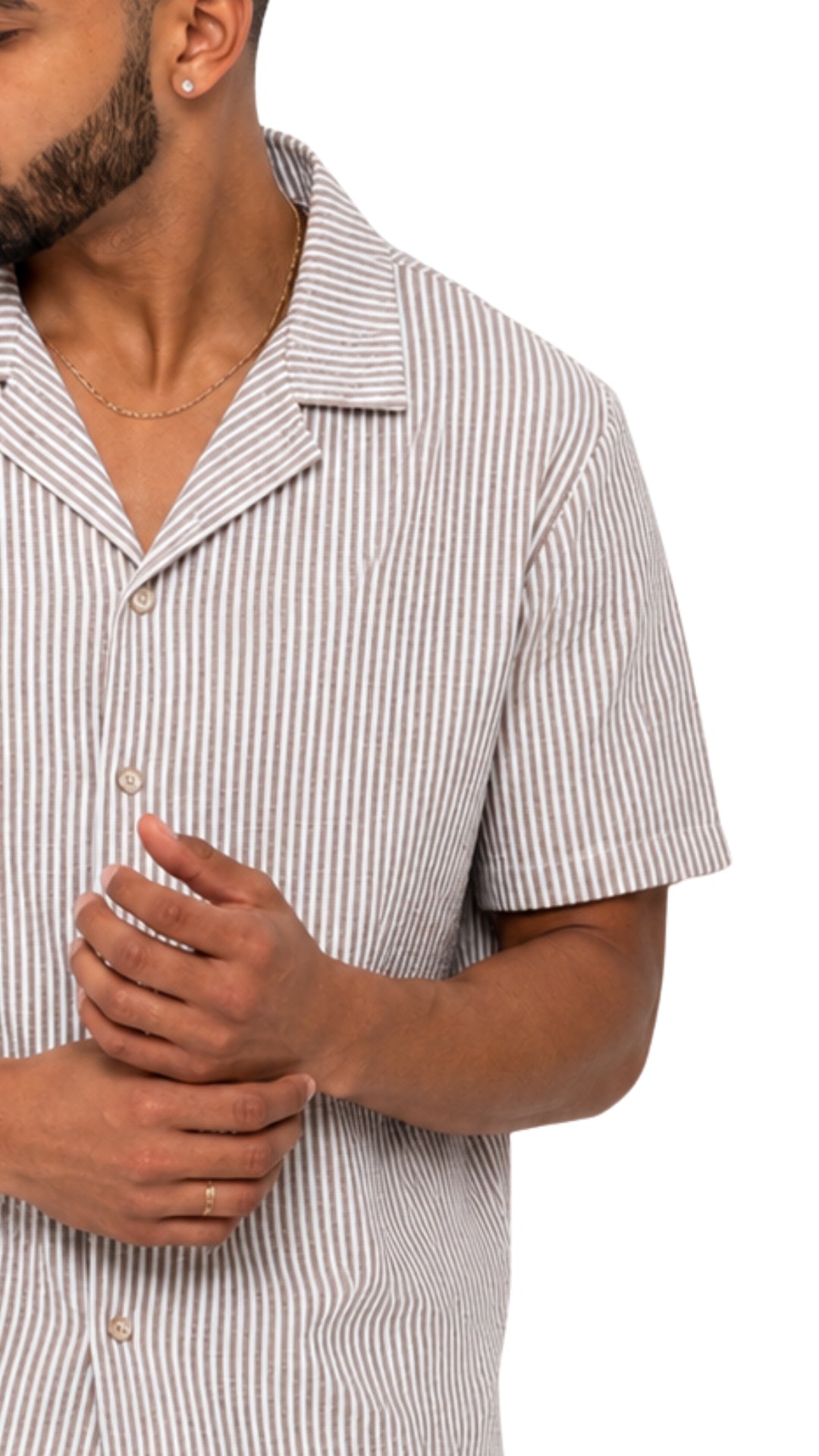 Men’s Thin Striped Linen Matching Set Secondary image