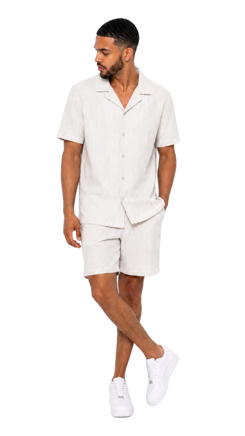 Men’s Thin Striped Linen Matching Set