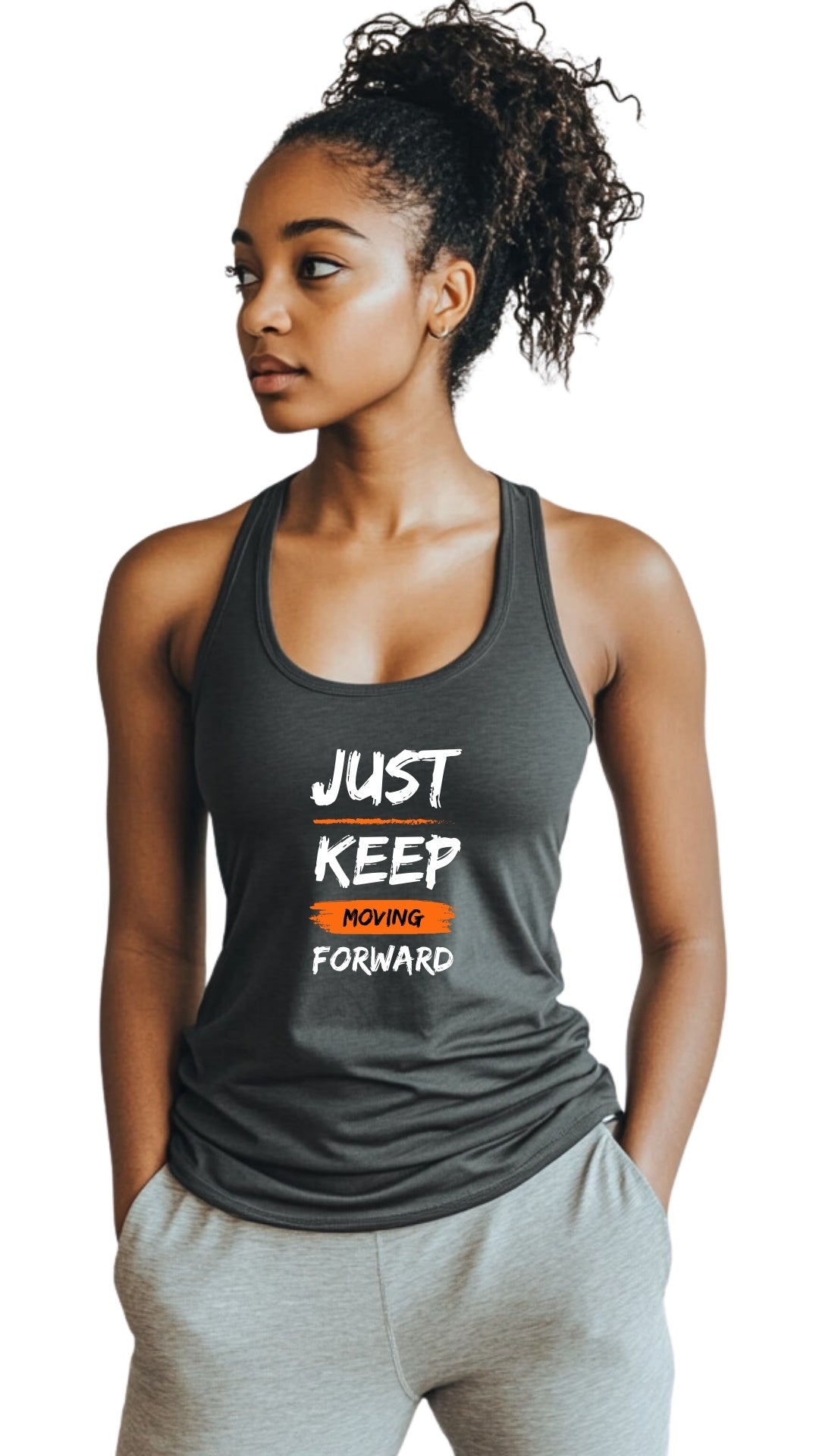 Classic Female Racer Back Tank Top - 'Keep Moving Forward' Main image