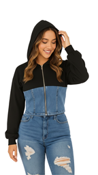 Two-Tone Denim Hoodie