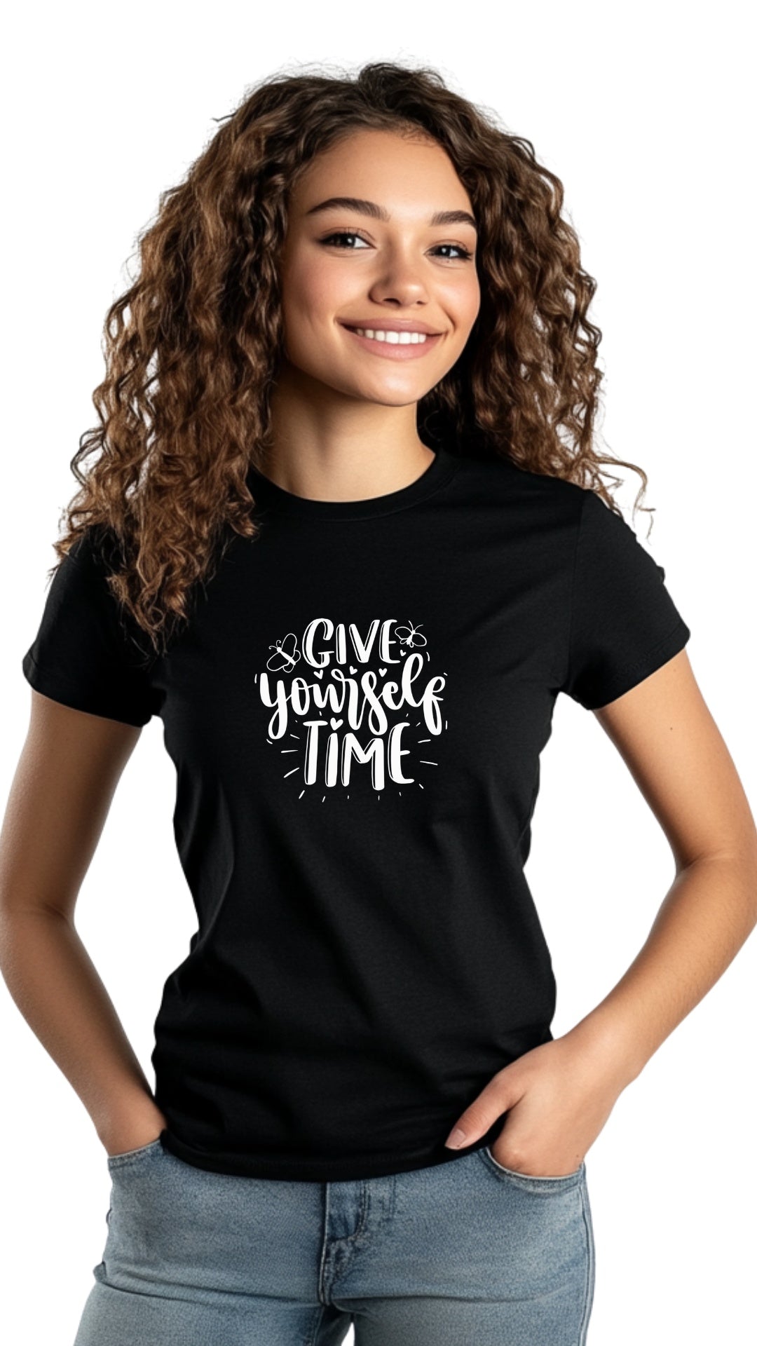 Female Tailored Round Neck T-Shirt – "Give Yourself Time" Main image