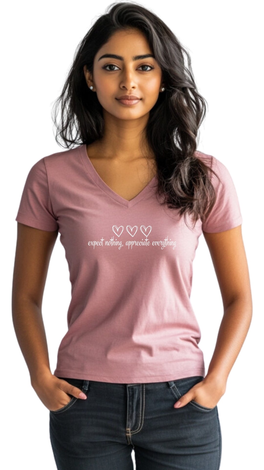 Female Tailored V-Neck T-Shirt - 'Appreciate Everything' Secondary image