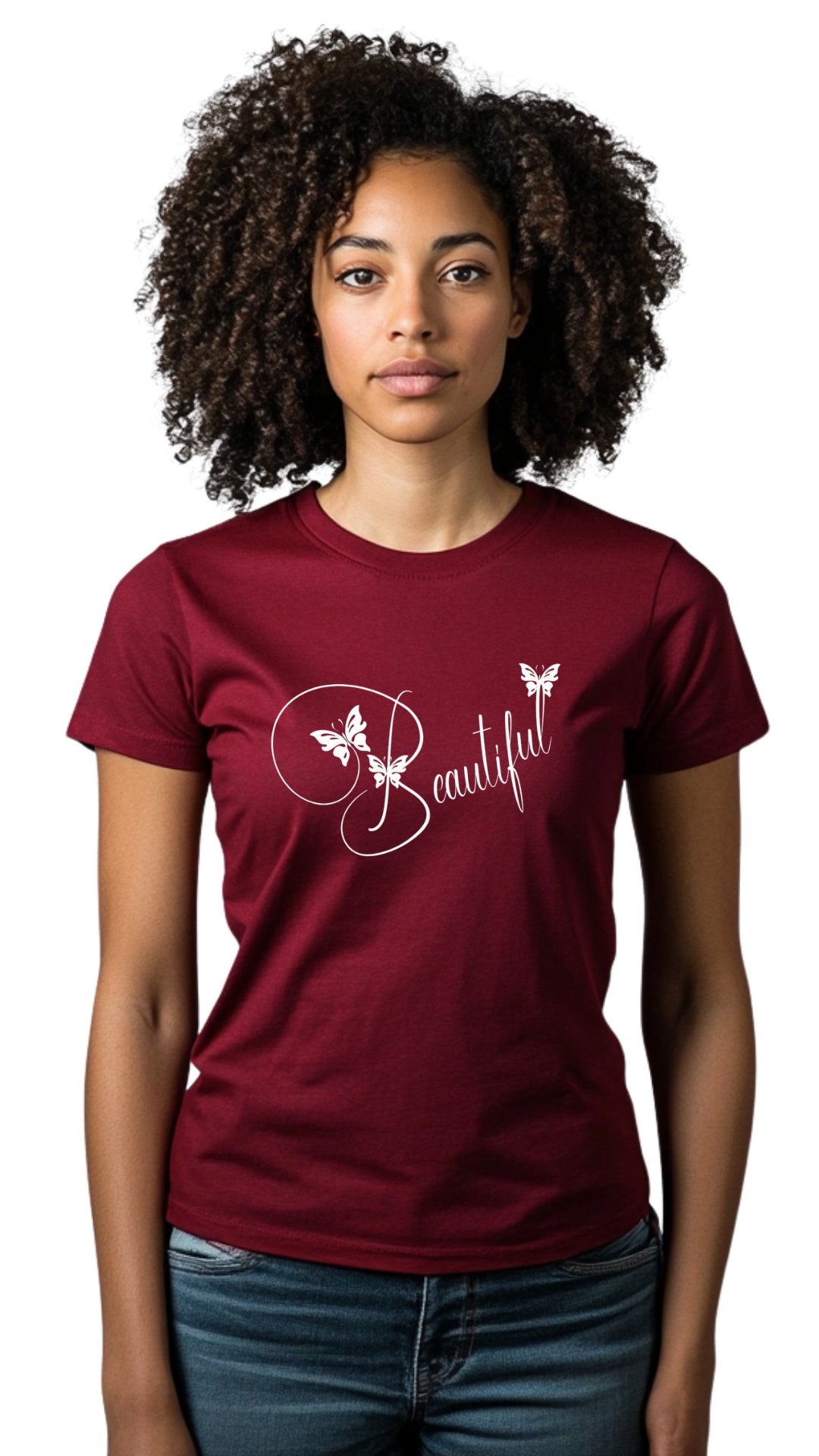 Female Tailored Round Neck T-Shirt – "Beautiful" Main image