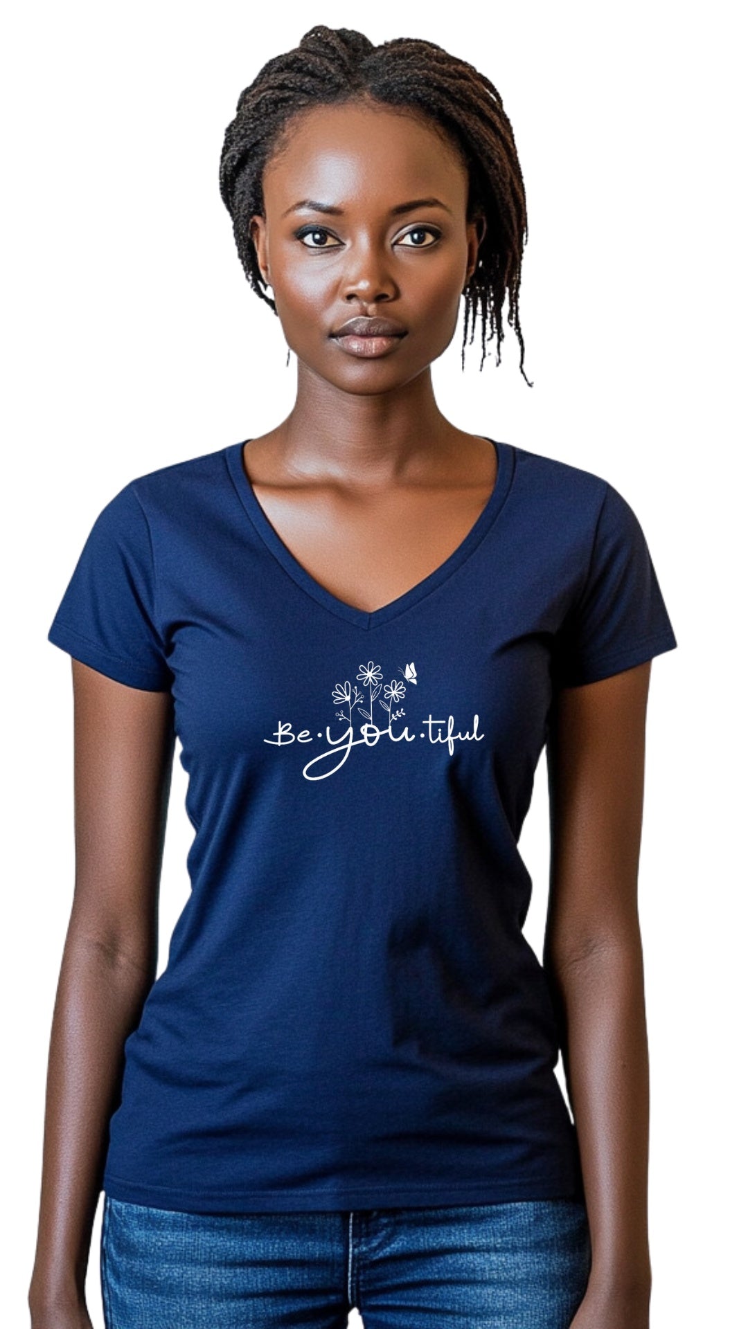 Female Tailored V-Neck T-Shirt - 'BeYouTiful' Secondary image