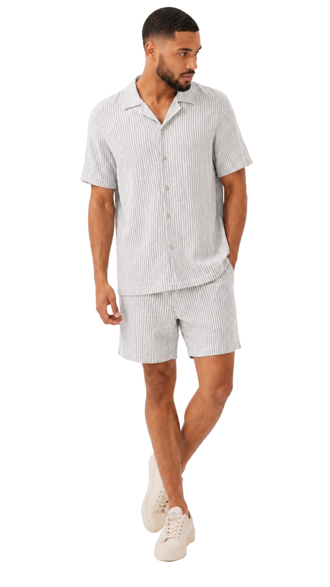 Men’s Thin Striped Linen Matching Set