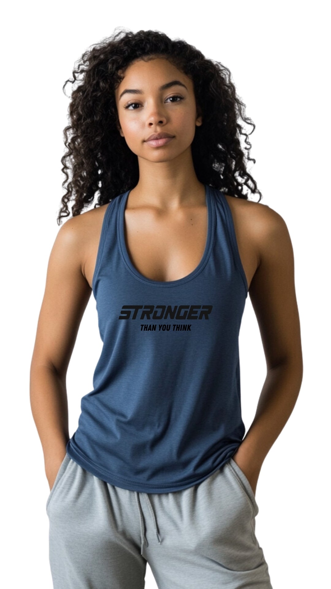 Classic Female Racer Back Tank Top - 'Stronger Than You Think'