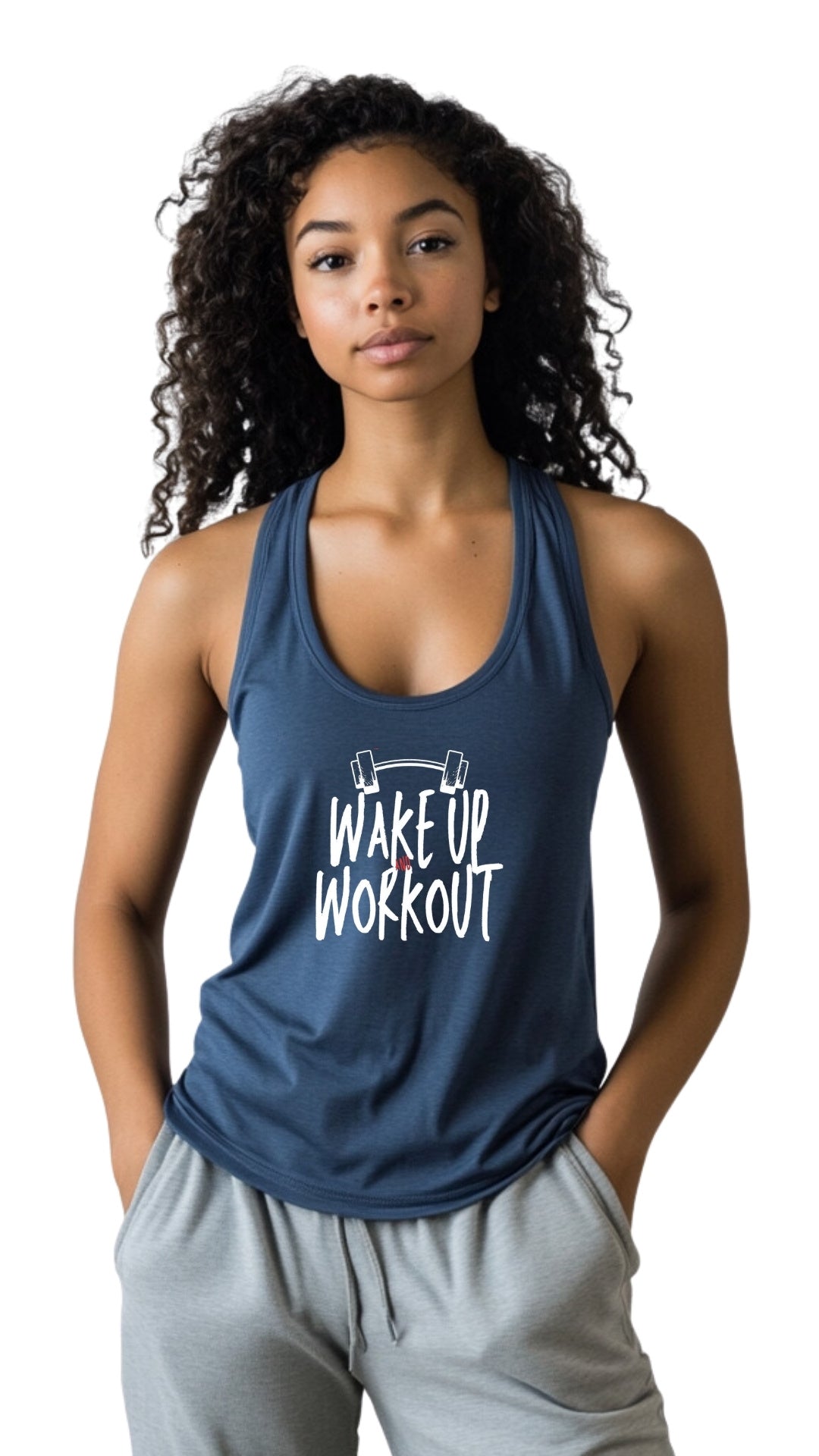 Classic Female Racer Back Tank Top - 'Wake up and Work Out' Main image