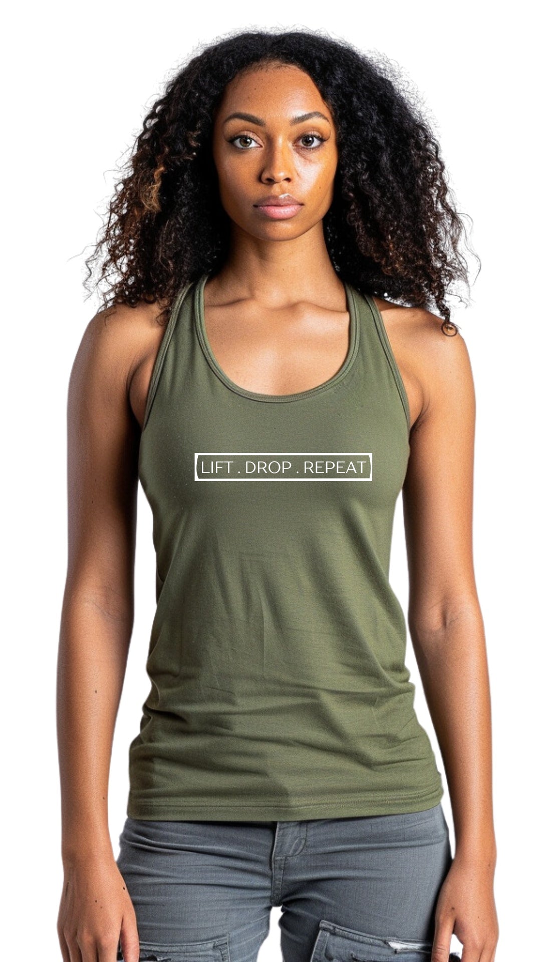 Classic Female Racer Back Tank Top - 'Lift Drop Repeat'