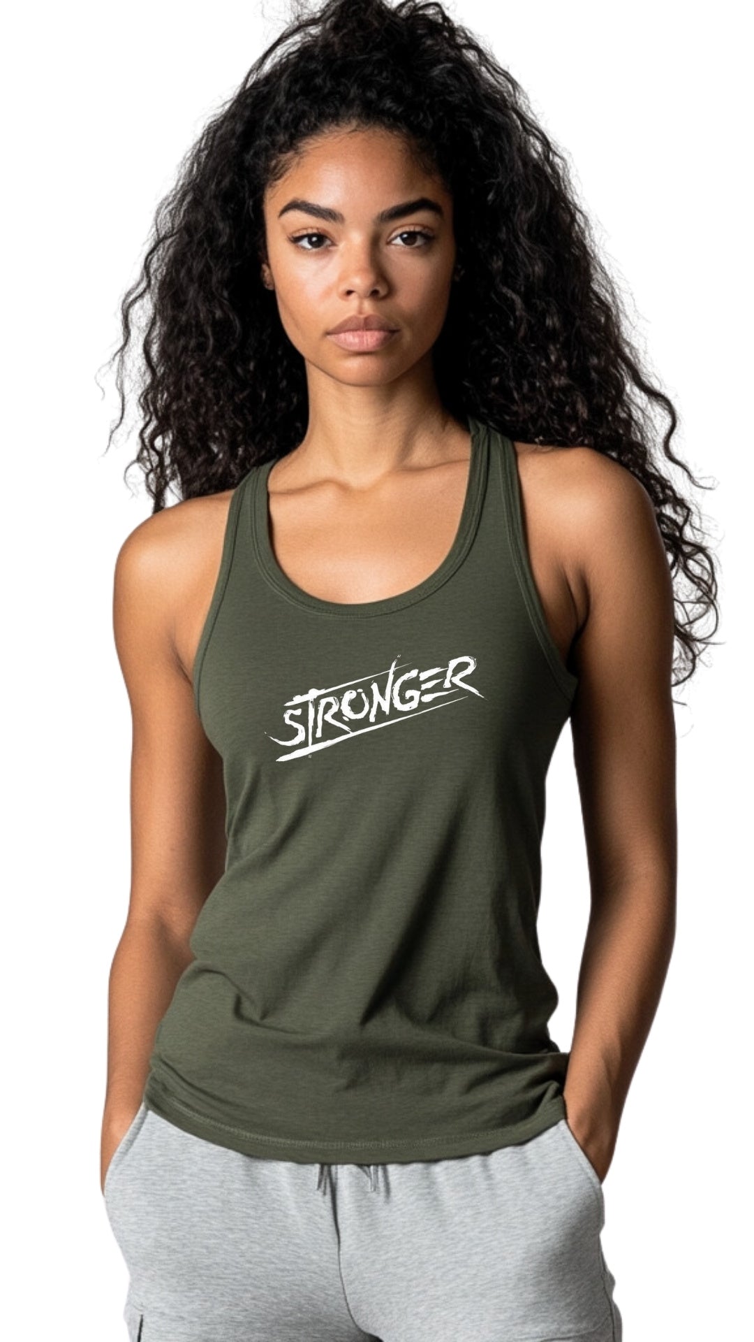 Classic Female Racer Back Tank Top - 'Stronger'