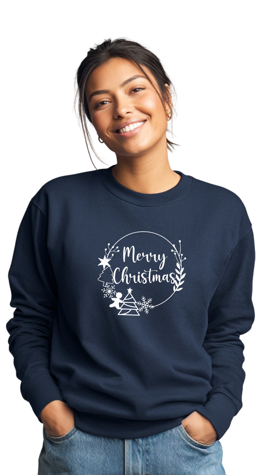 Crewneck Sweater - 'Merry Christmas Circle'