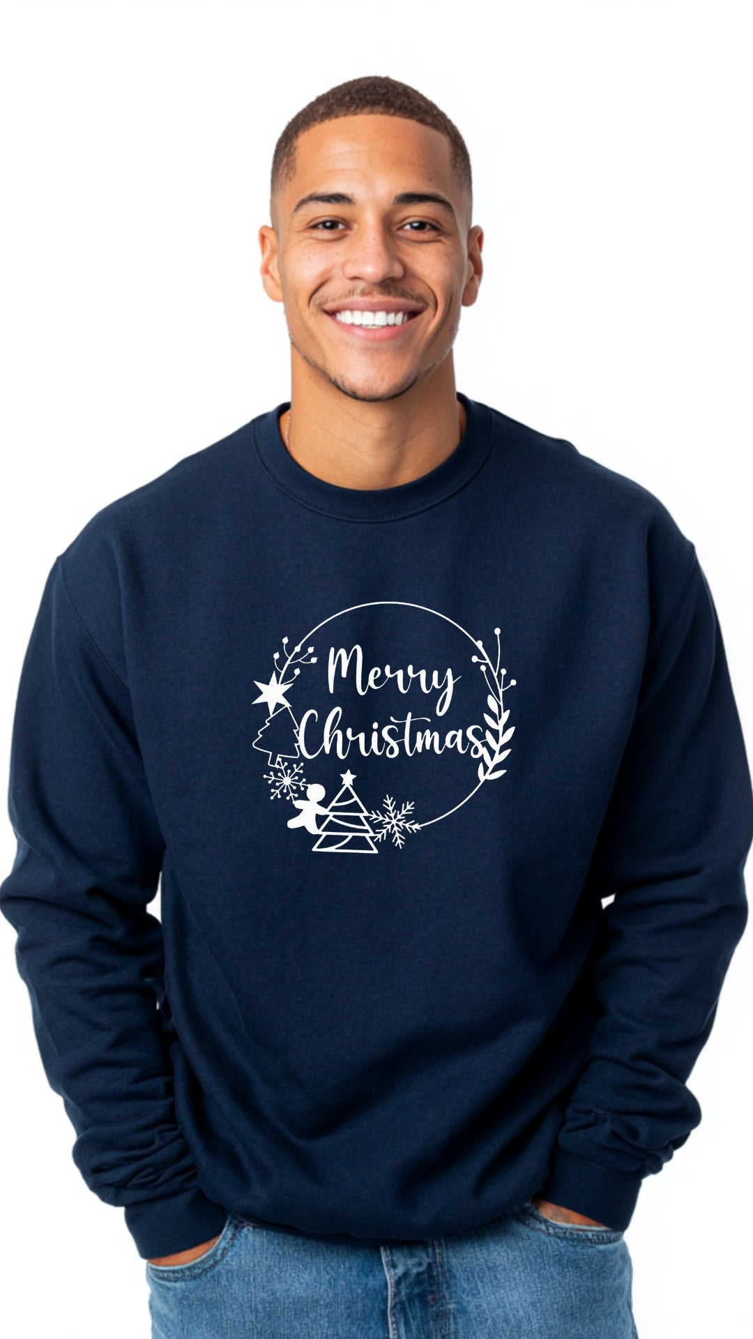 Crewneck Sweater - 'Merry Christmas Circle'