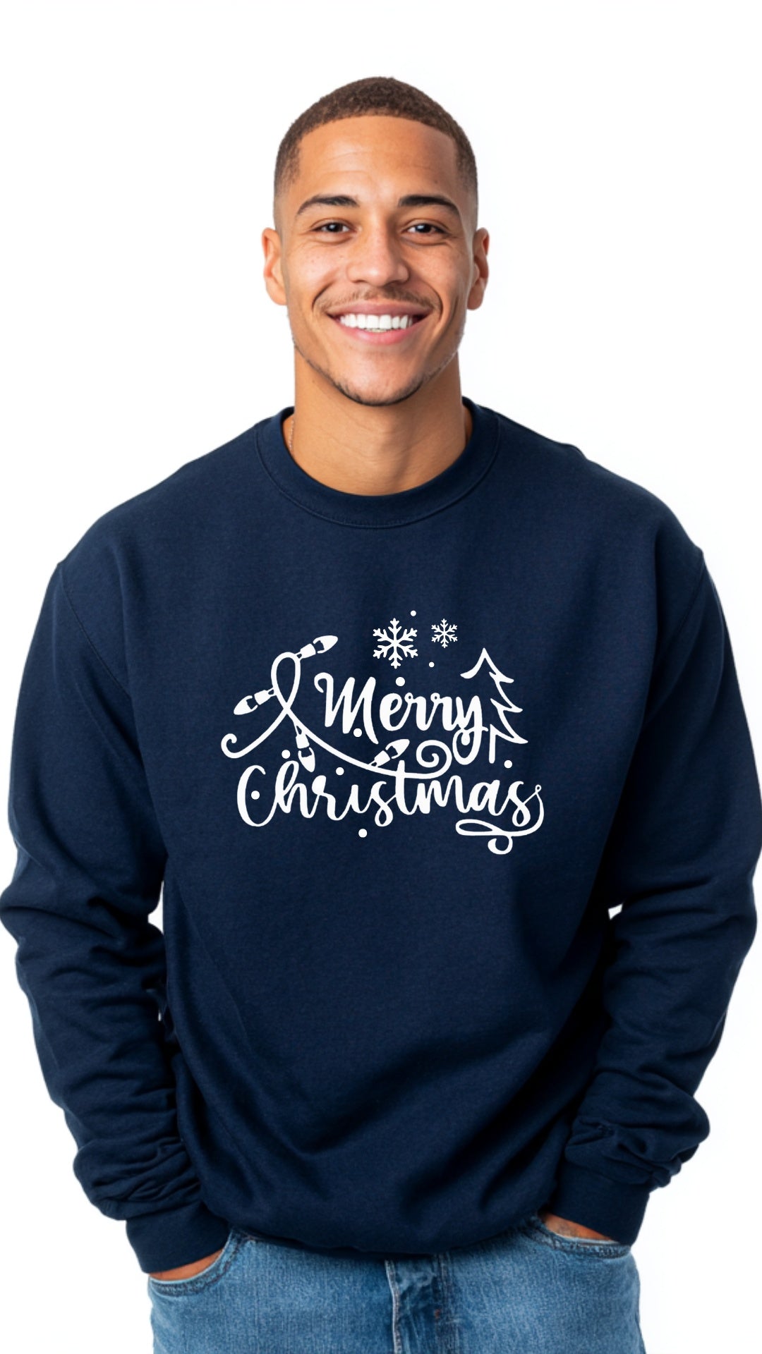 Crewneck Sweater - 'Merry Christmas w/lights'