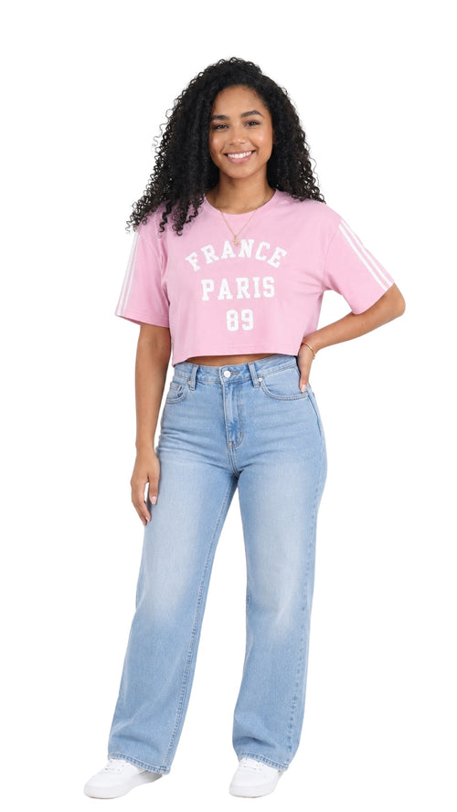 Round Neck Varsity Crop Top