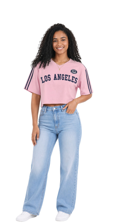 V Neck Varsity Crop Top