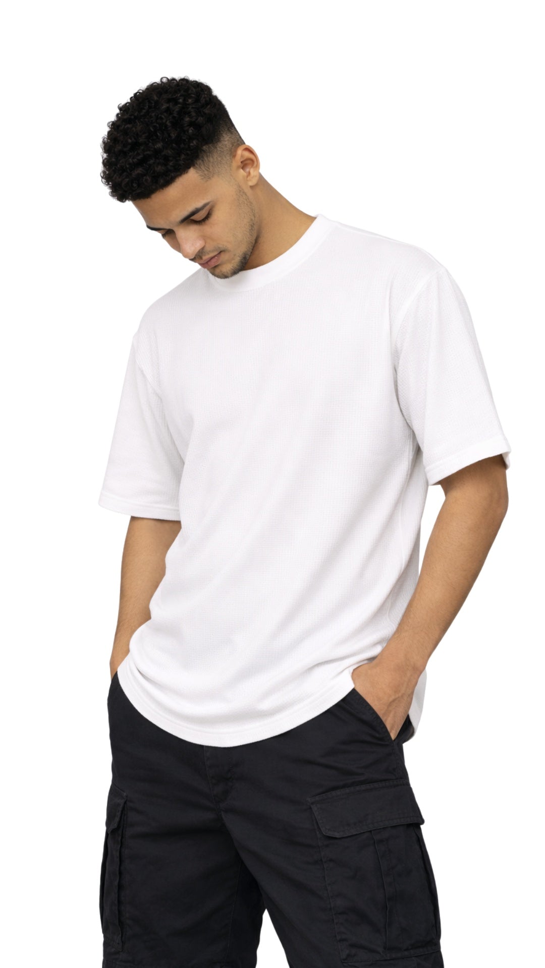 Plain Rippled Textured Tee Secondary image
