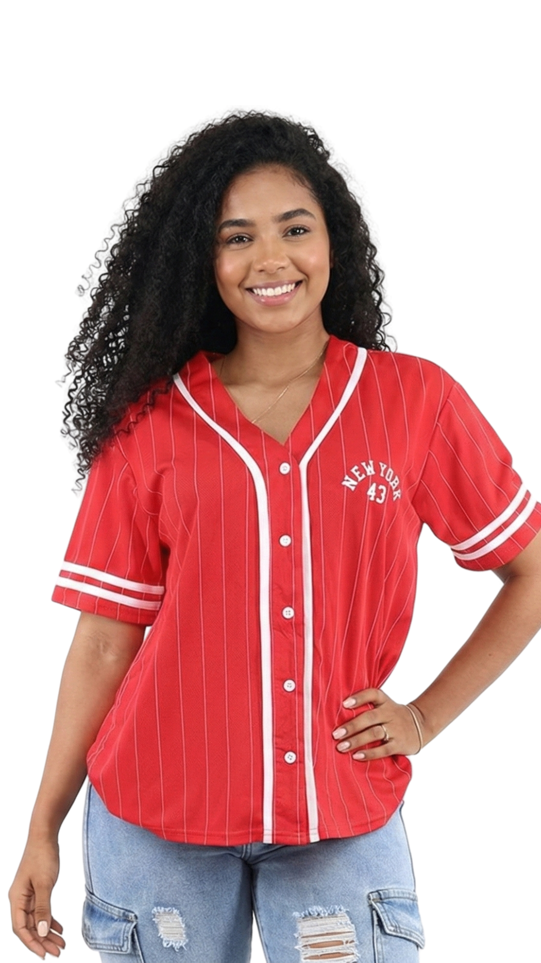 Women’s New York Varsity Pinstripe Shirt (Button-Up) Main image